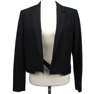 Helmut Lang Black Wool Blend Cropped Cut Bondage Strap Blazer Smoking Jacket 6